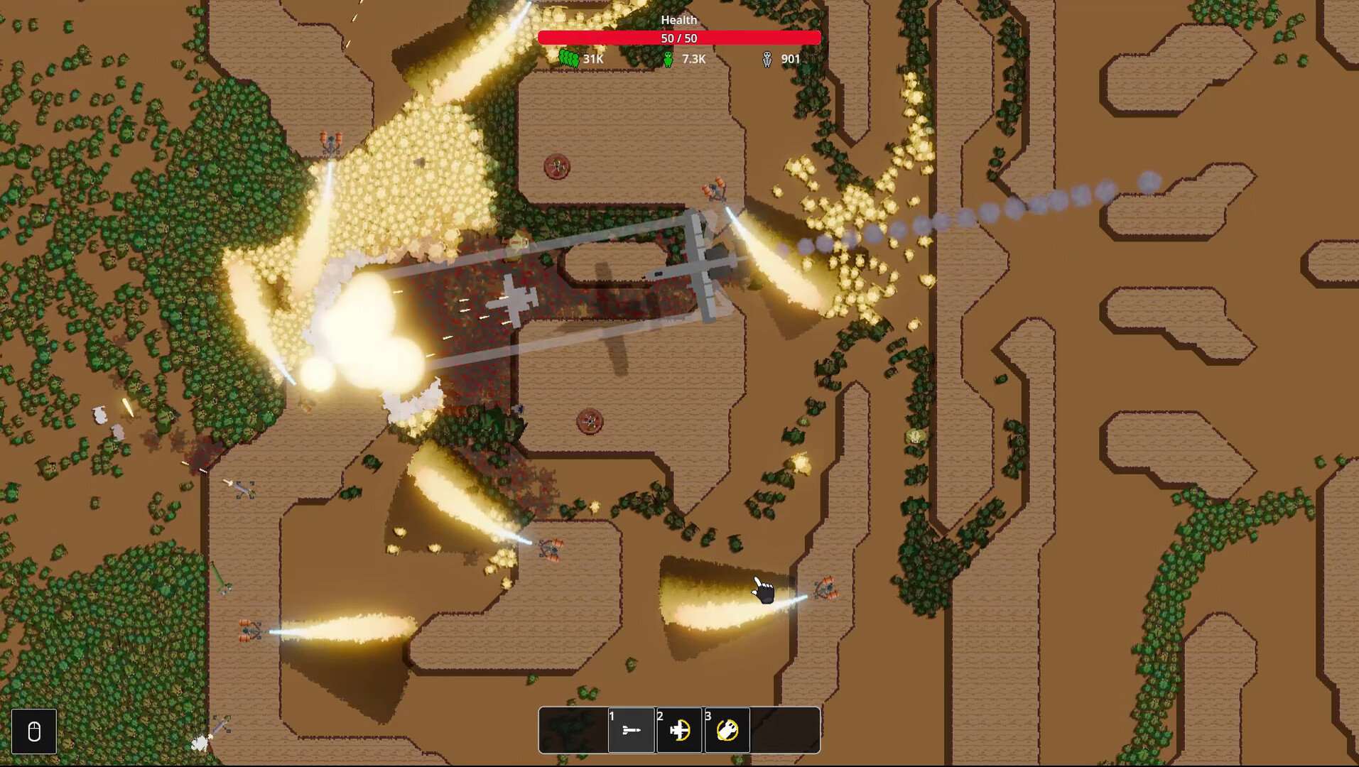 Official screenshot of a dense orc horde entering a layered tower-defense kill zone