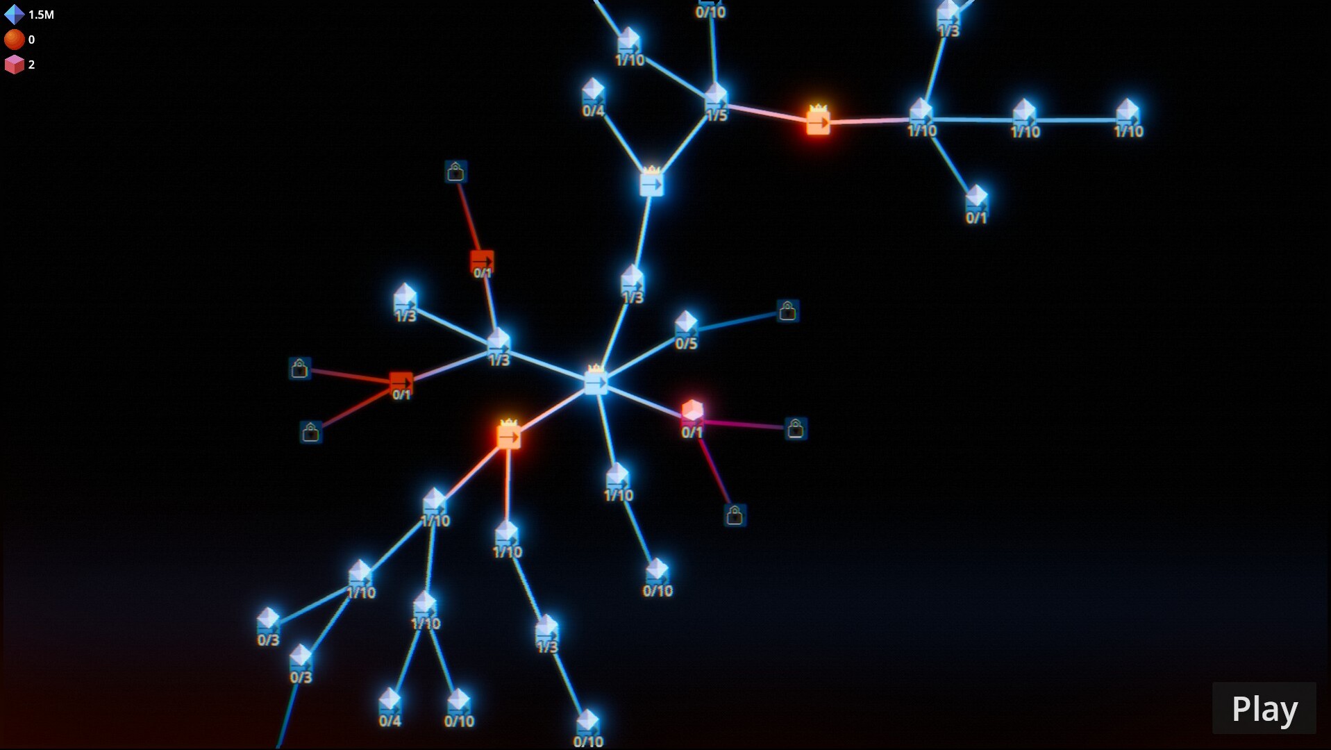 The glowing branching upgrade tree